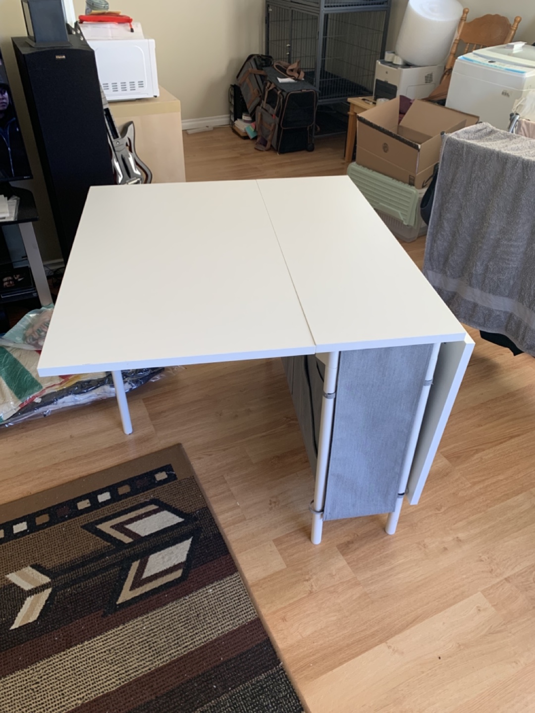 White Foldable Table with Storage - photo 2