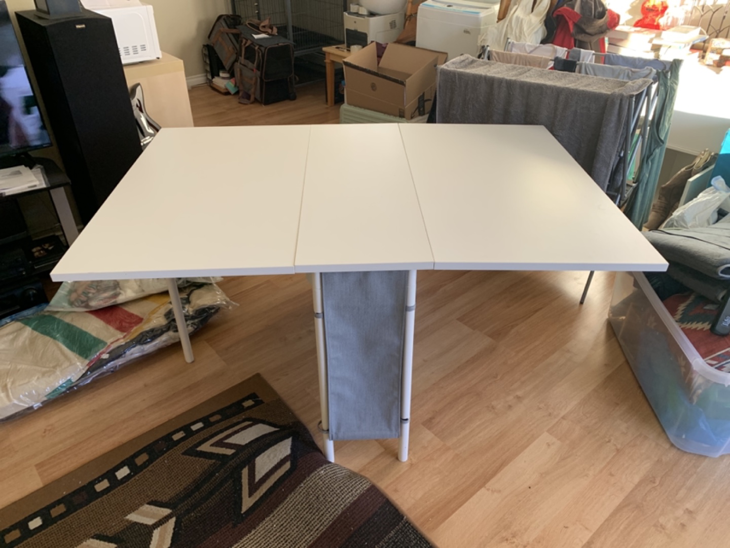 White Foldable Table with Storage - photo 3