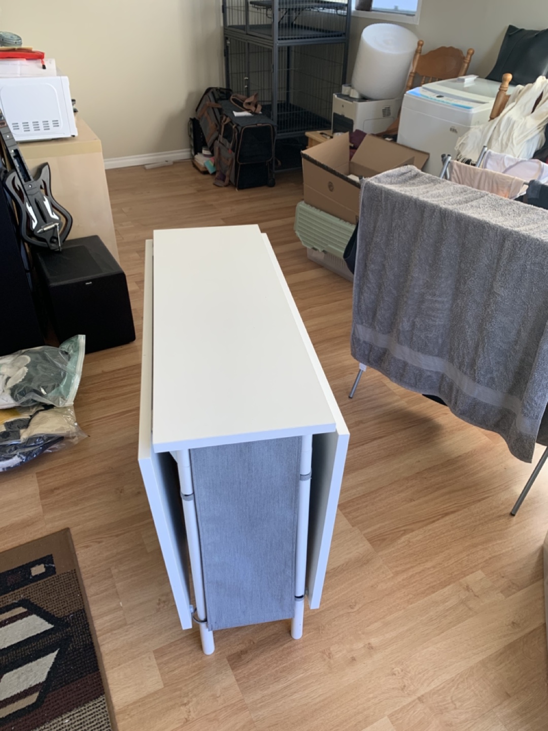 White Foldable Table with Storage