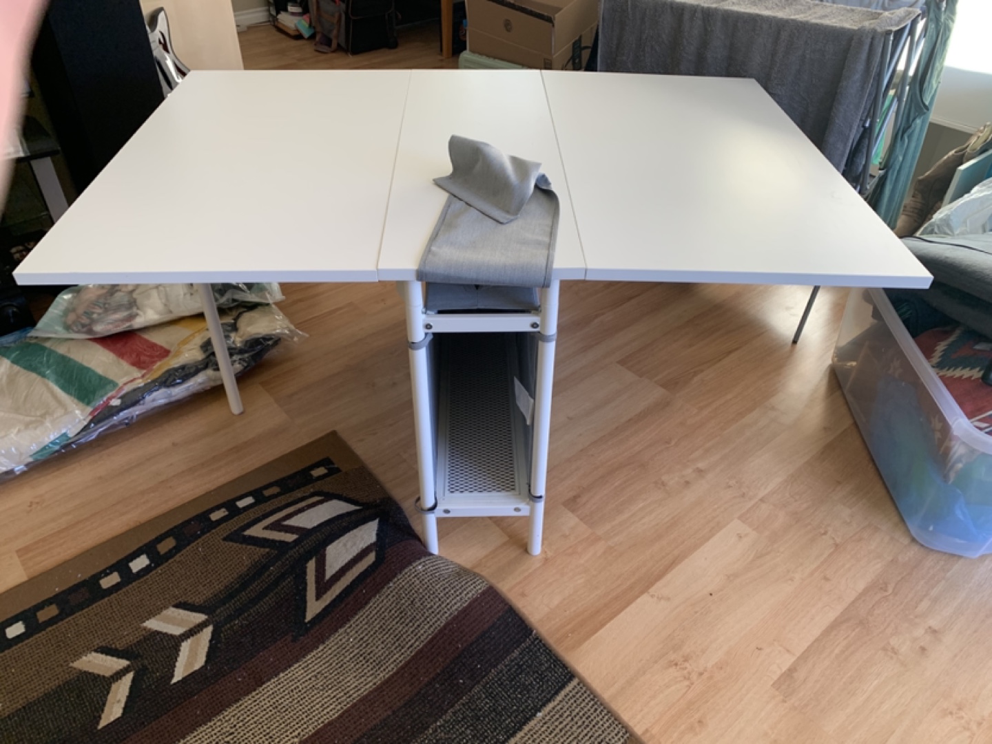 White Foldable Table with Storage - photo 4