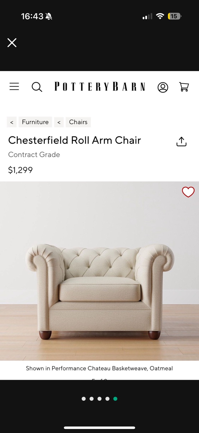 Pottery Barn Chesterfield Roll Arm Chair - Oatmeal - photo 5