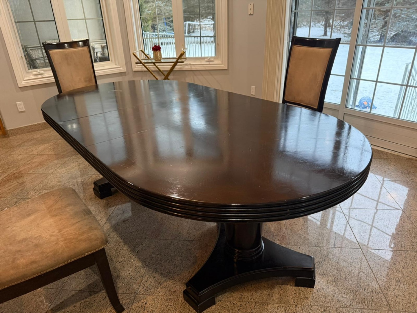 Sturdy Dark Brown Oval Dining Table Set with 4 Chairs - photo 4