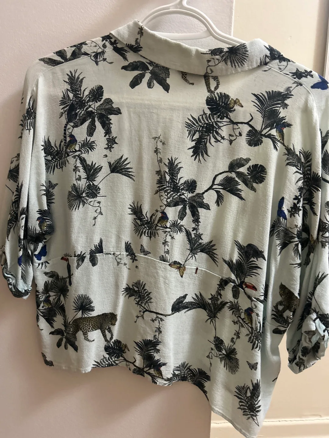 Topshop Tropical Print Button-Down Shirt image indicator(3)
