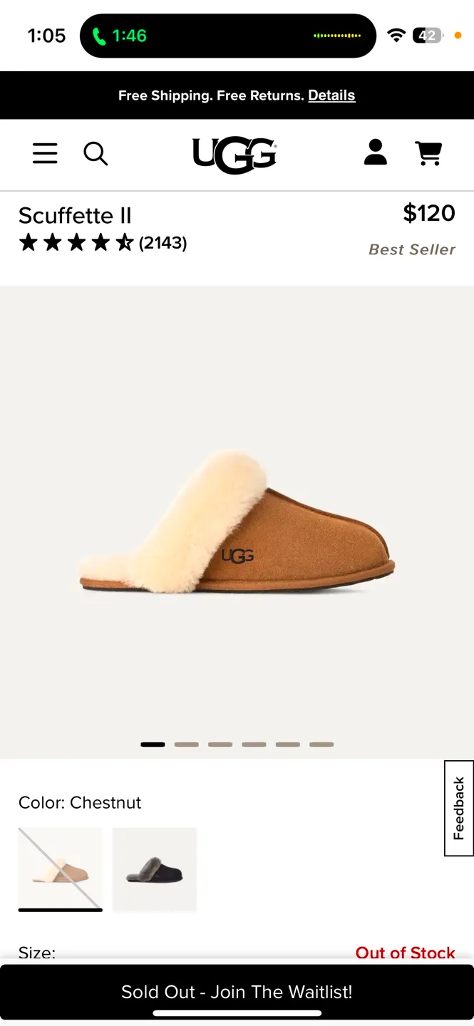 Brand New UGG Scuffette II Slippers - Size 8 - Chestnut image indicator(2)