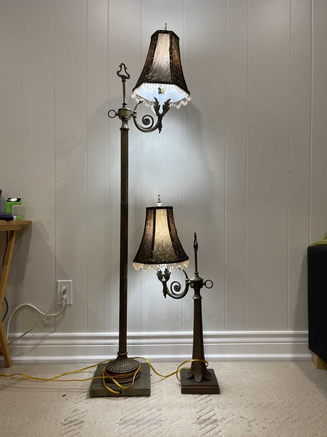 Pair of Elegant Floor Lamps with Matching Shades