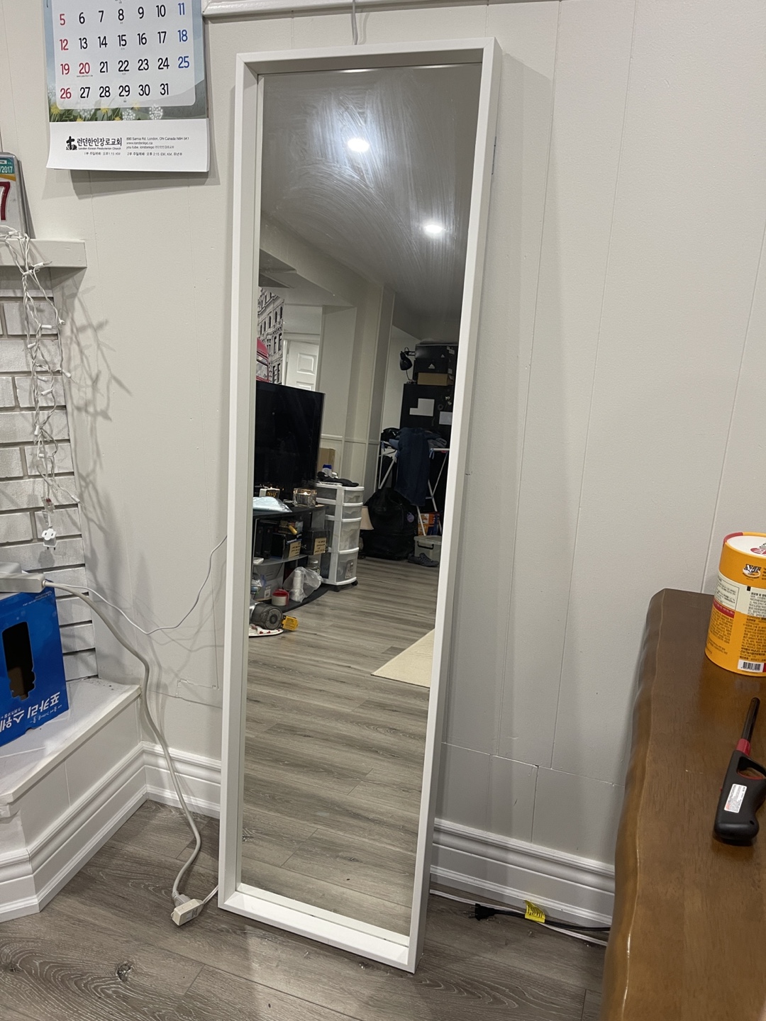 Full-Length White Frame Mirror - photo 2