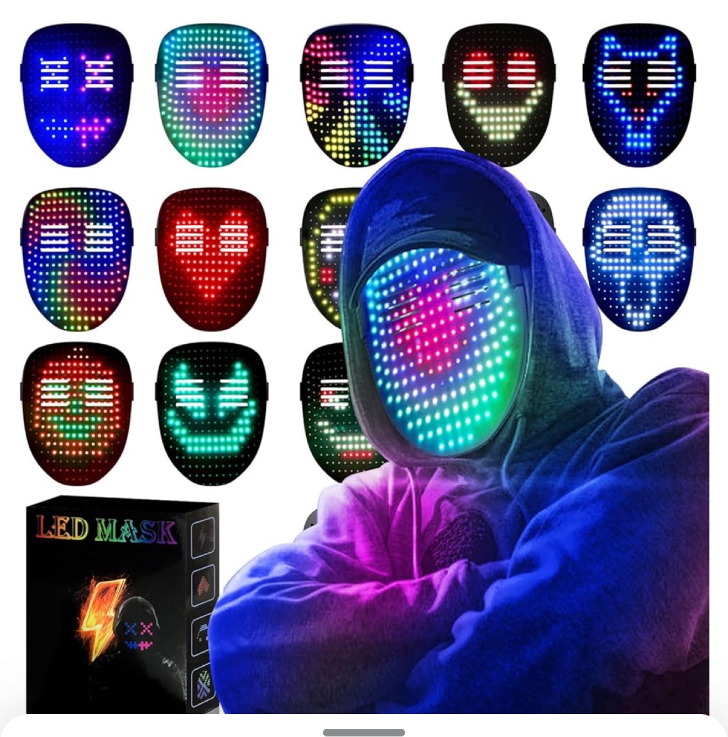LED Light Up Mask - Halloween Costume Accessory