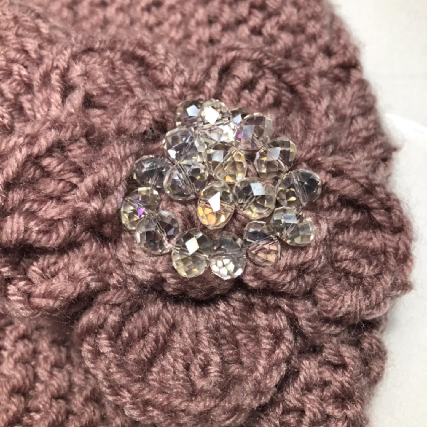 Knitted Ear Warmer Headband with Crystal Flower Detail image indicator(2)