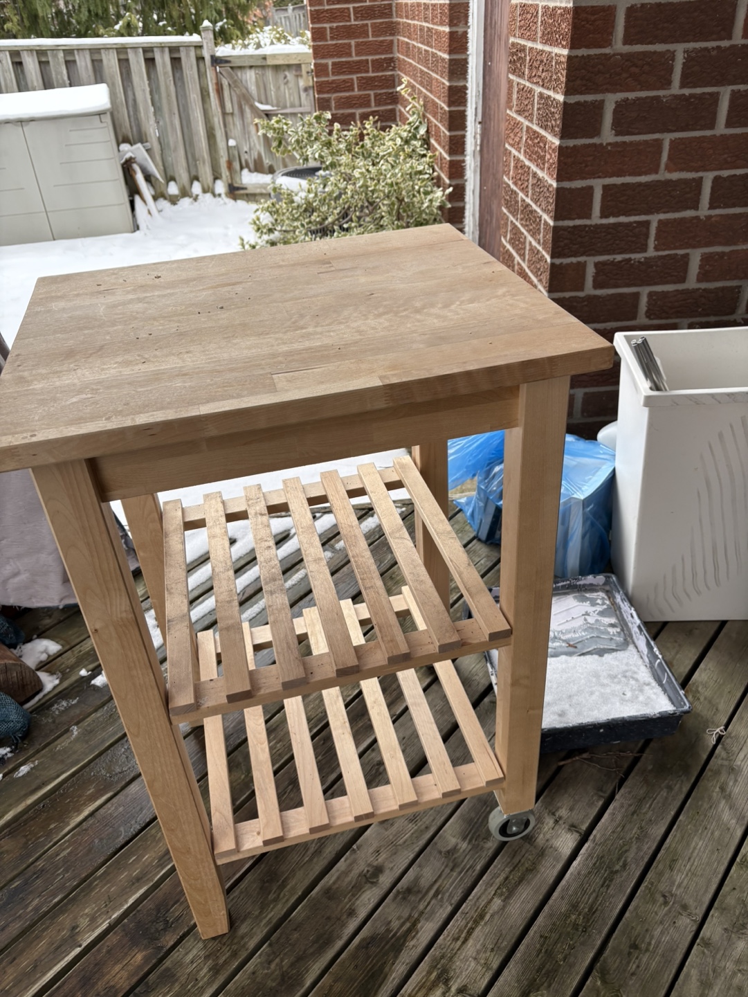 IKEA Wooden Kitchen Cart with Butcher Block Top