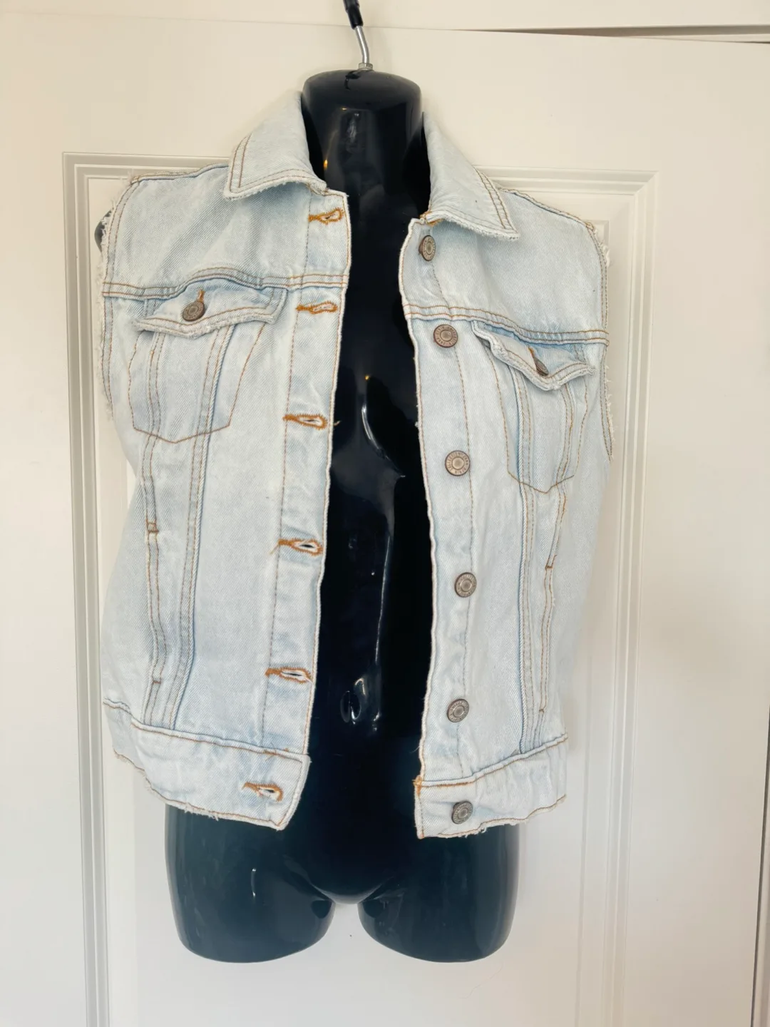 Zara new with tags Light Wash Denim Vest - 8-10 girls image indicator(6)
