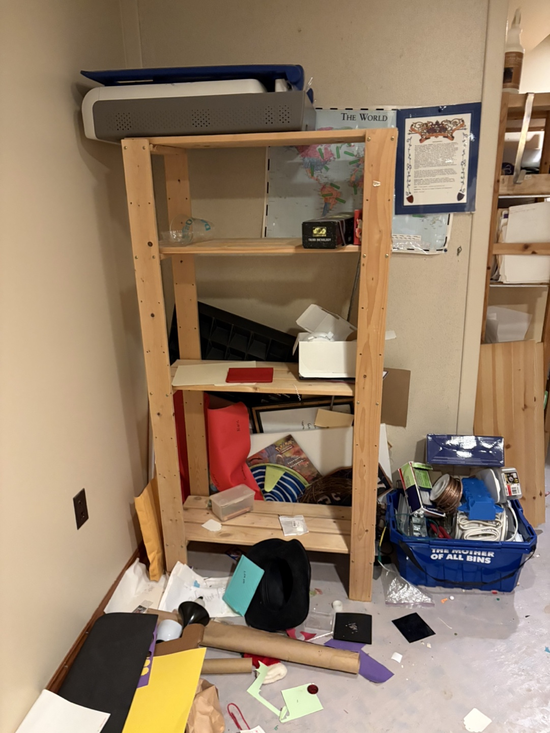 Wooden shelving unit