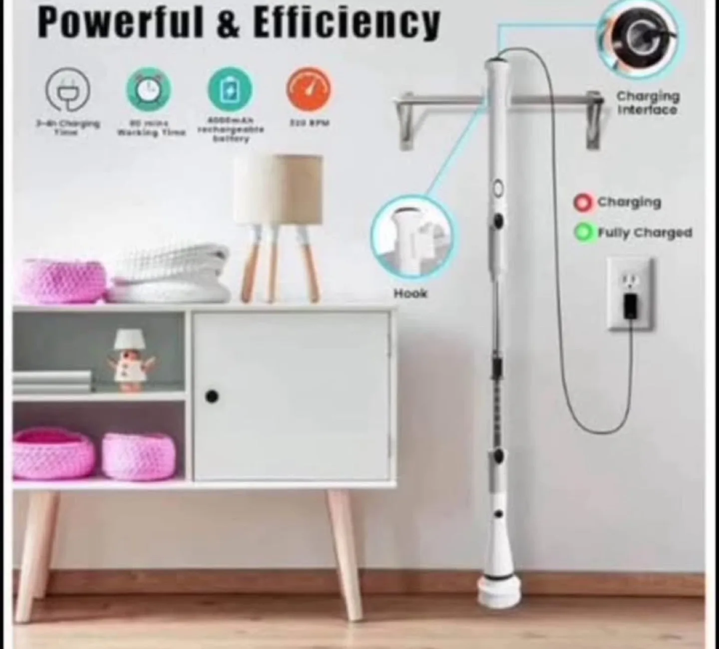 Cordless Electric Spin Scrubber Cleaning Brush image indicator(2)