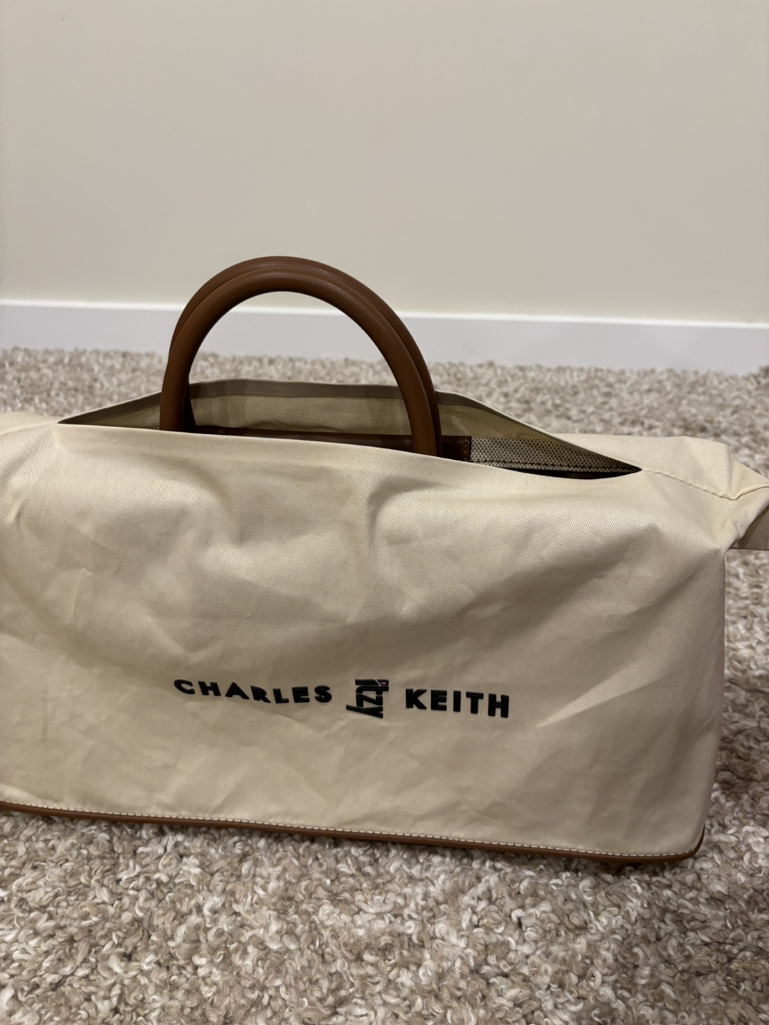 Charles & Keith Beige and Brown Tote Bag