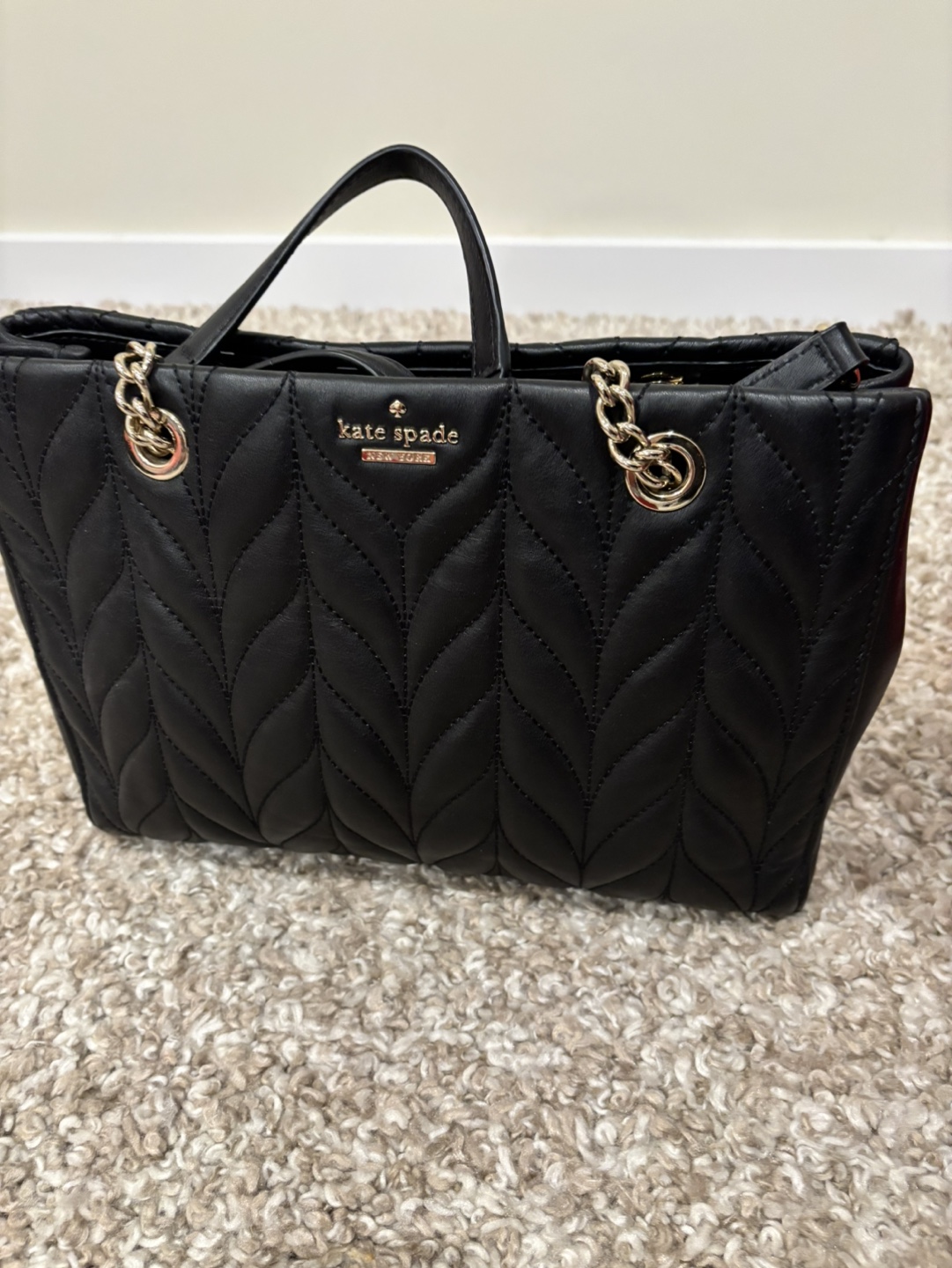 Kate Spade New York Black Quilted Leather Tote Bag