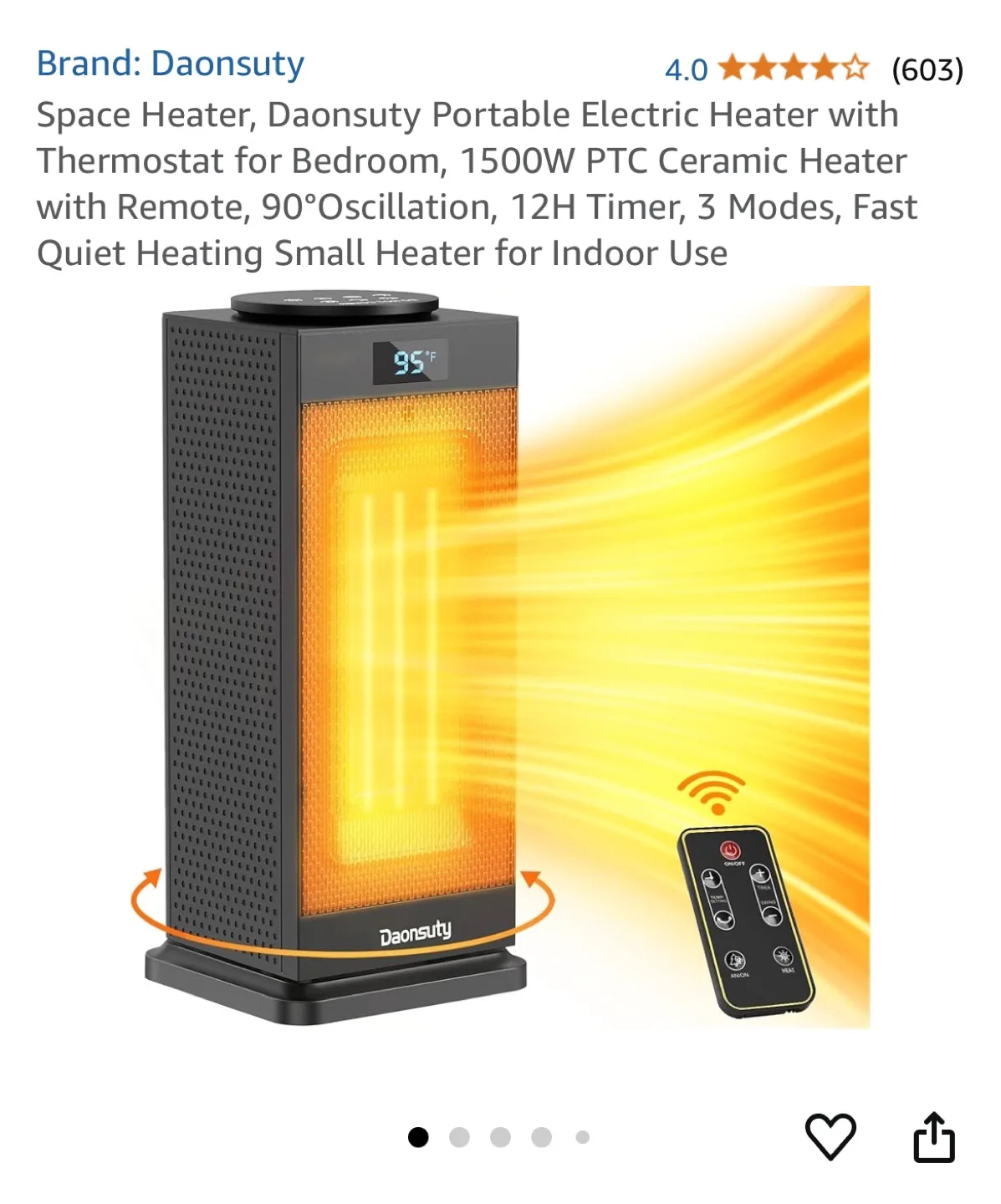Ceramic Space Heater (1500W) with Remote image indicator(4)