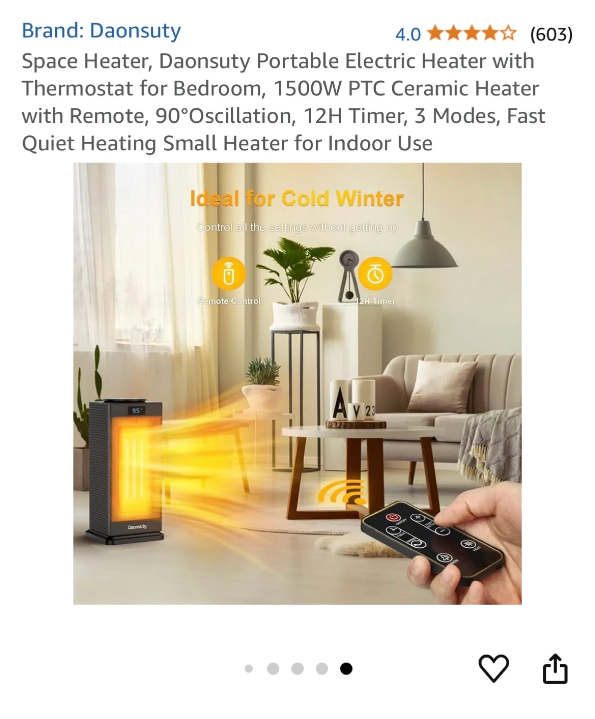 Ceramic Space Heater (1500W) with Remote image indicator(5)