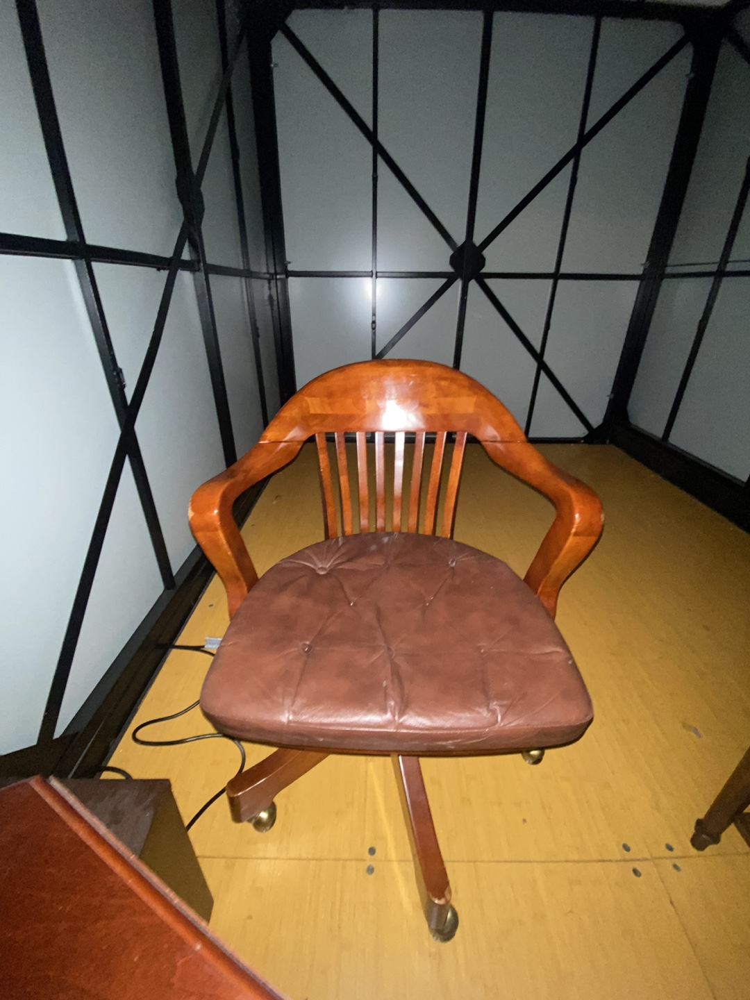 Vintage Brown Leather Swivel Office Chair