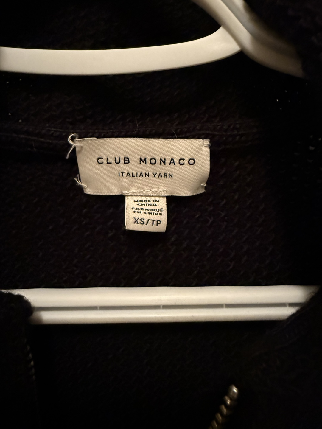Club Monaco Men’s Black Wool Zip-Up Sweater - XS - photo 3