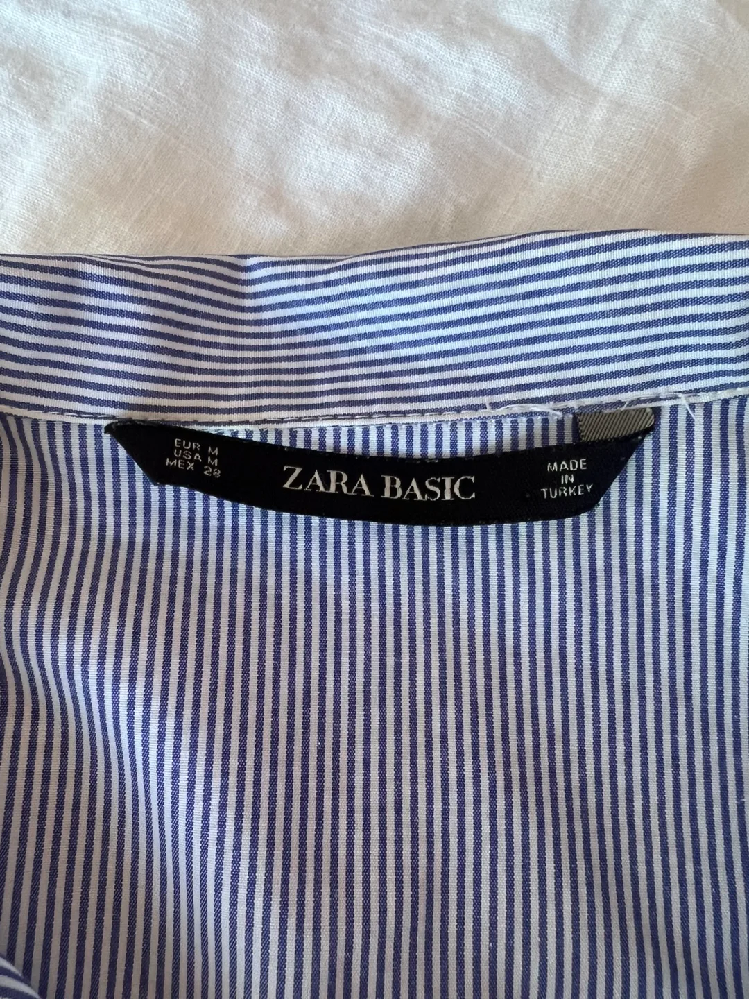 Zara Basic Blue and White Striped Button-Down Shirt image indicator(5)
