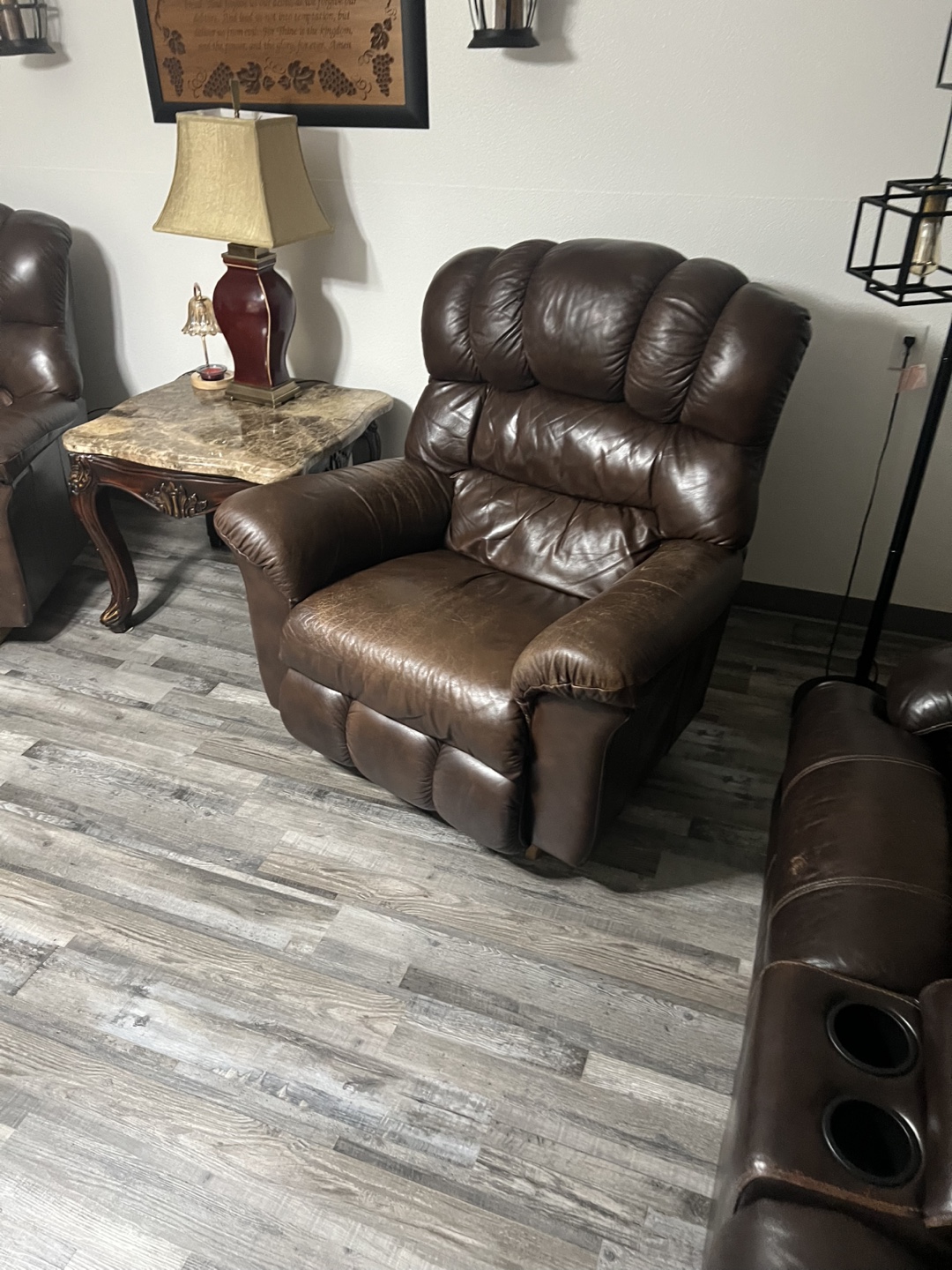 Brown Leather Recliner Set