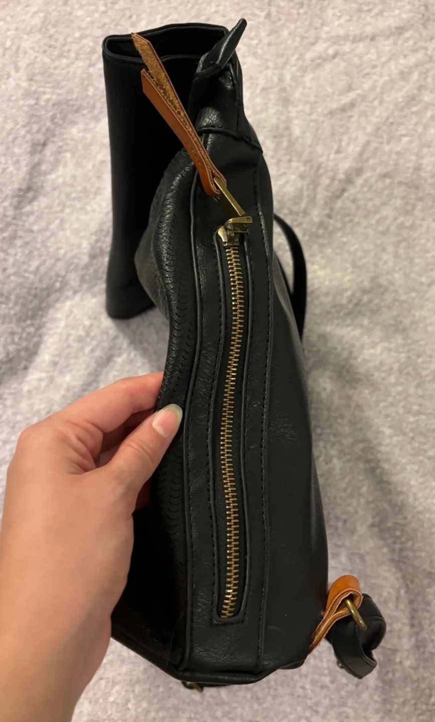 Black Faux Leather Backpack image indicator(3)