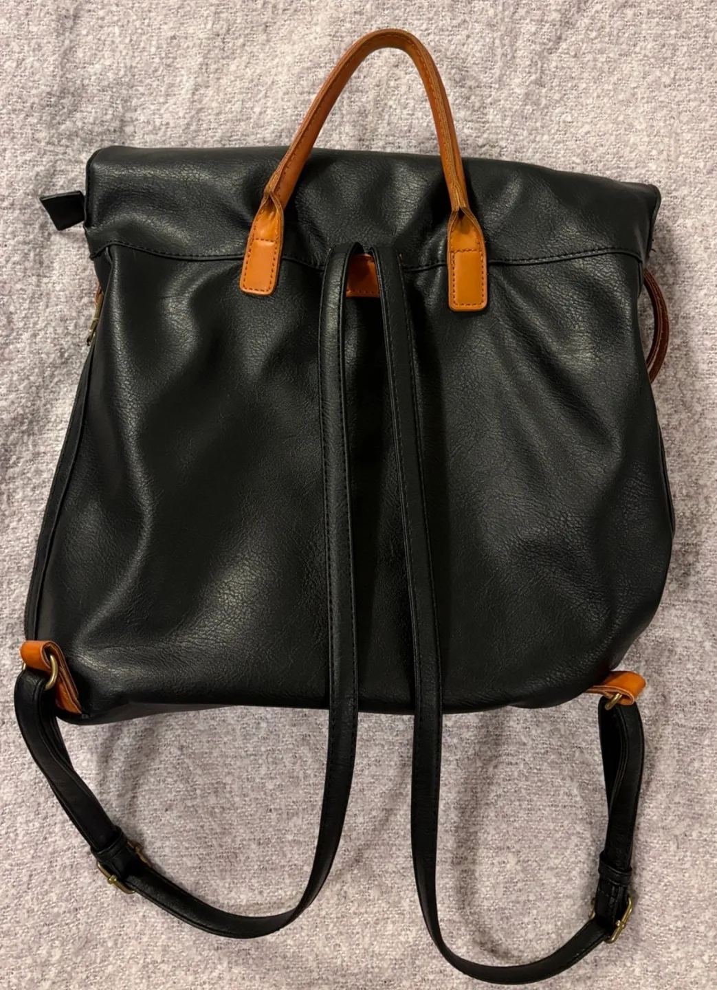 Black Faux Leather Backpack image indicator(2)