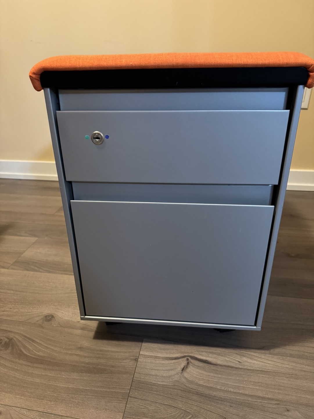 File Cabinet with Orange Cushion Top - photo 2