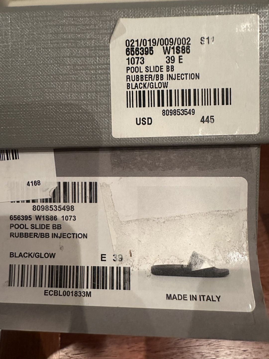 Balenciaga Men’s Pool Slide Sandals - Black/Glow - Size 39 - photo 4