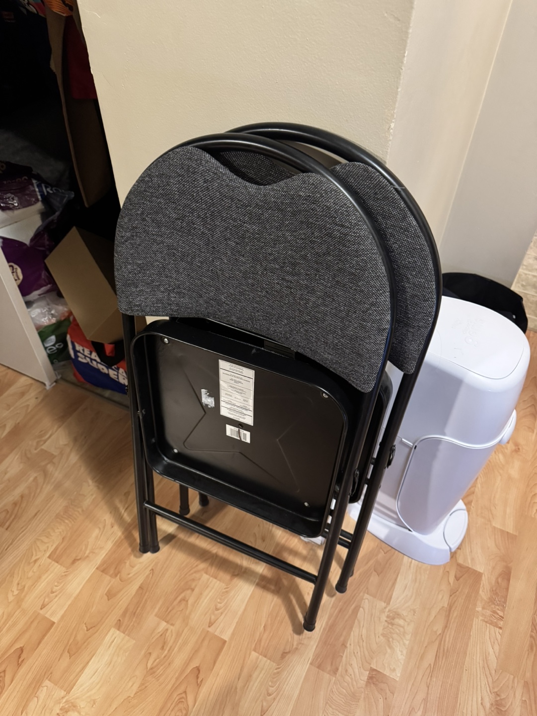 Pair of Folding Chairs - Grey Fabric