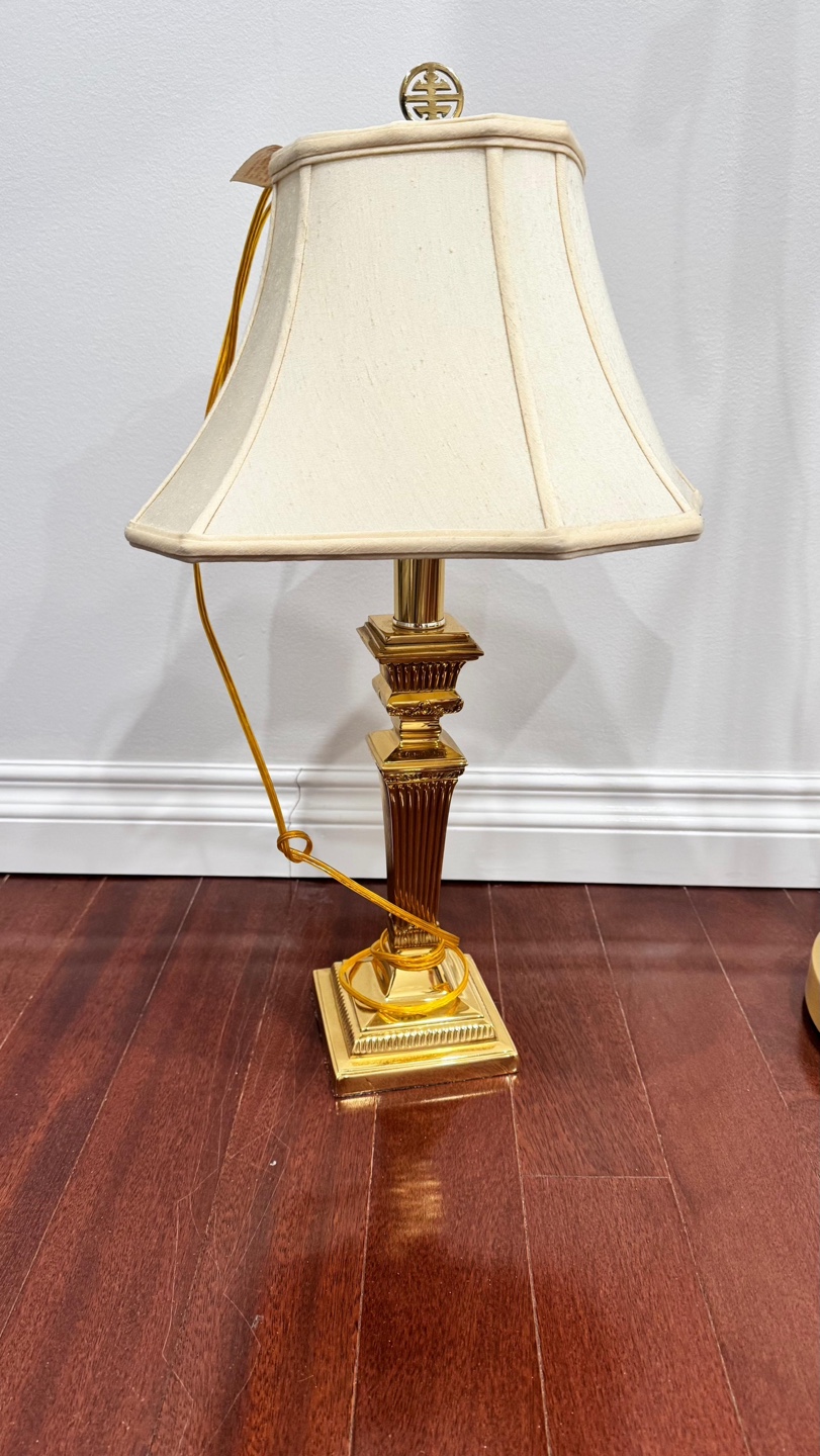 Gold Table Lamp with Cream Shade