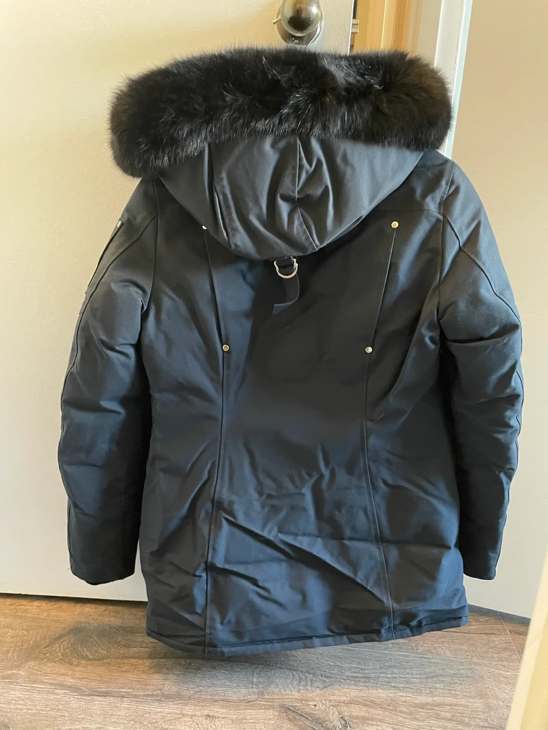 Moose Knuckles Women's Navy Down Parka with Fur image indicator(2)