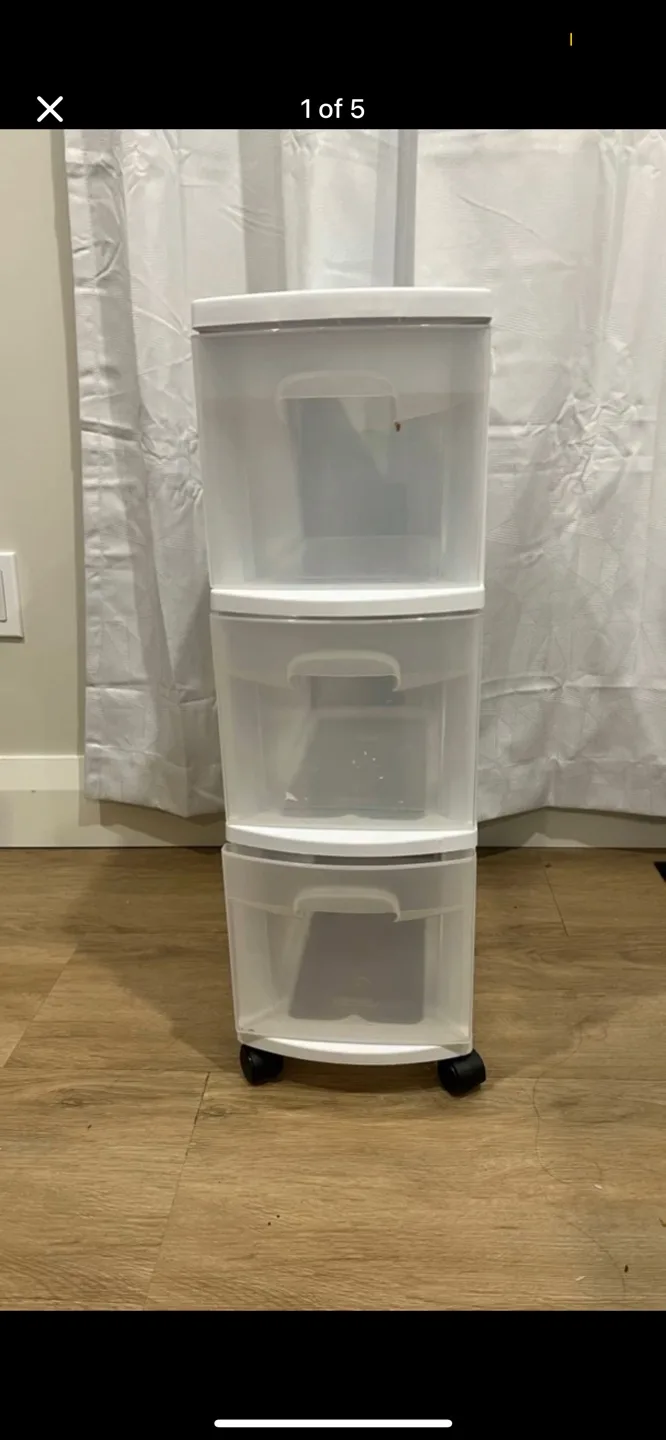White 3-Drawer Rolling Cart thumbnail