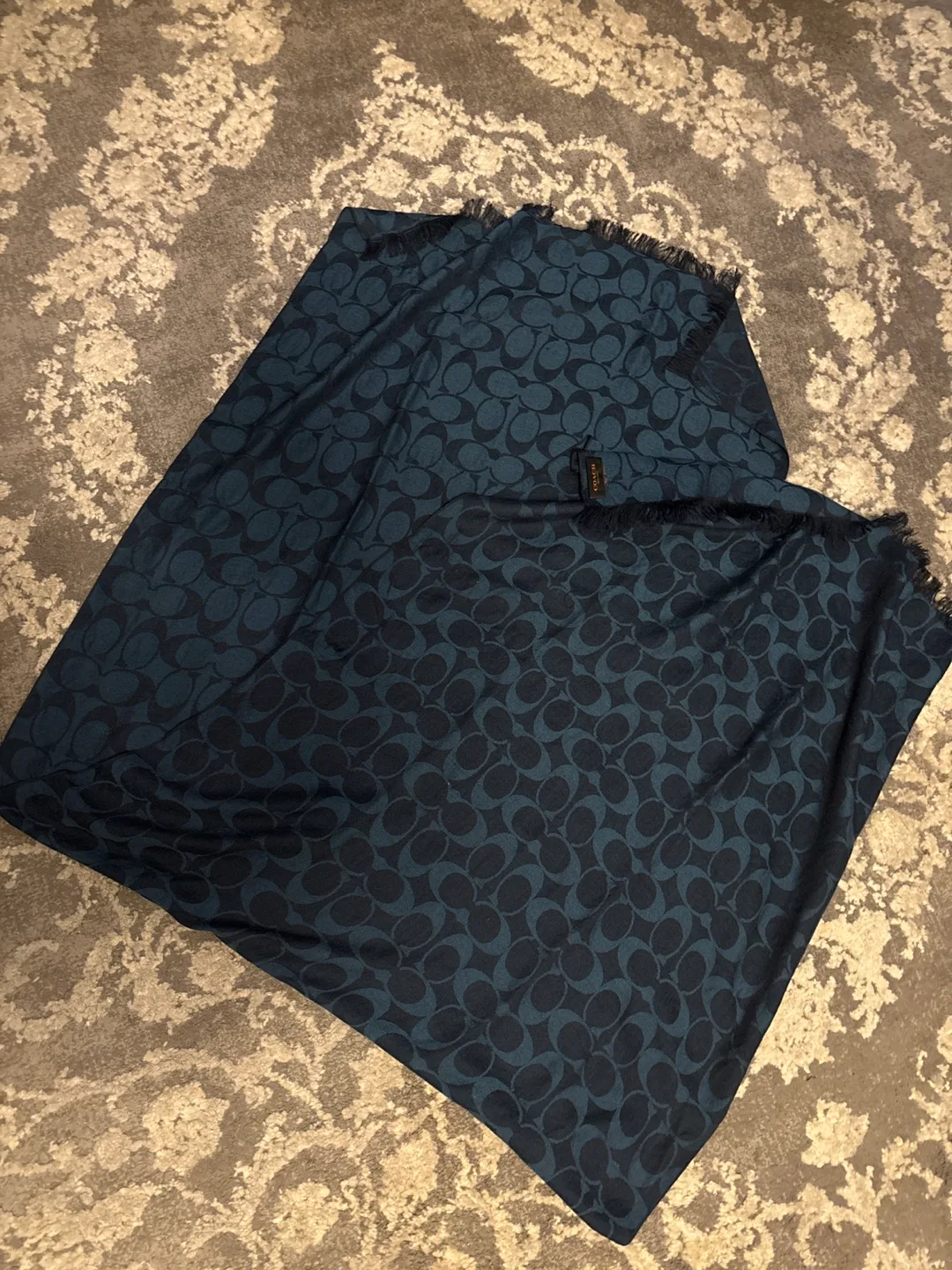 Coach Navy Blue Signature C Scarf image indicator(2)