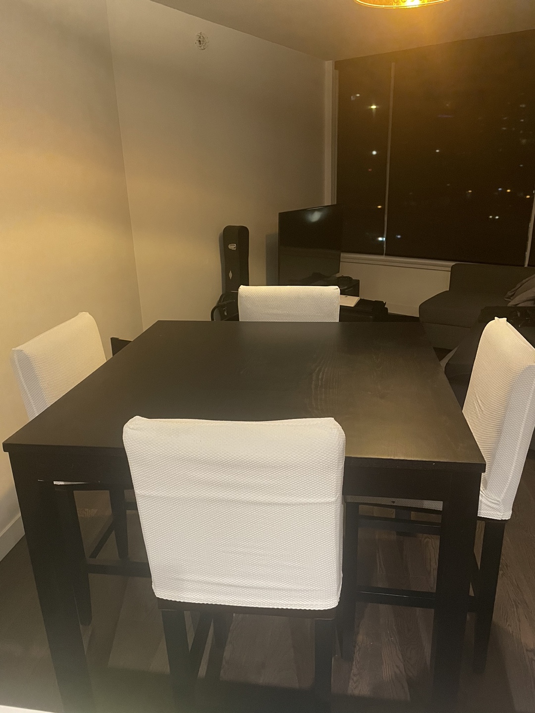 Black Square Dining Table with Four Stools - photo 3