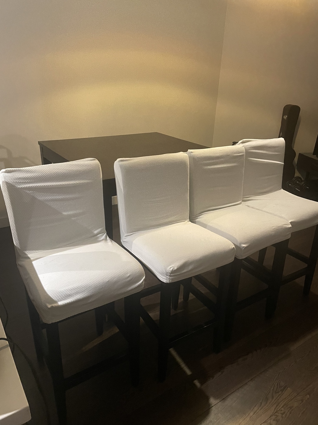 Black Square Dining Table with Four Stools - photo 4