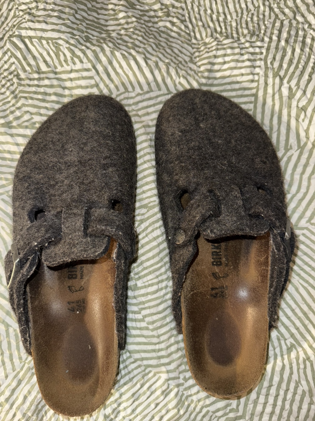 Birkenstock Unisex Dark Grey Wool Clogs Size 41 - photo 3