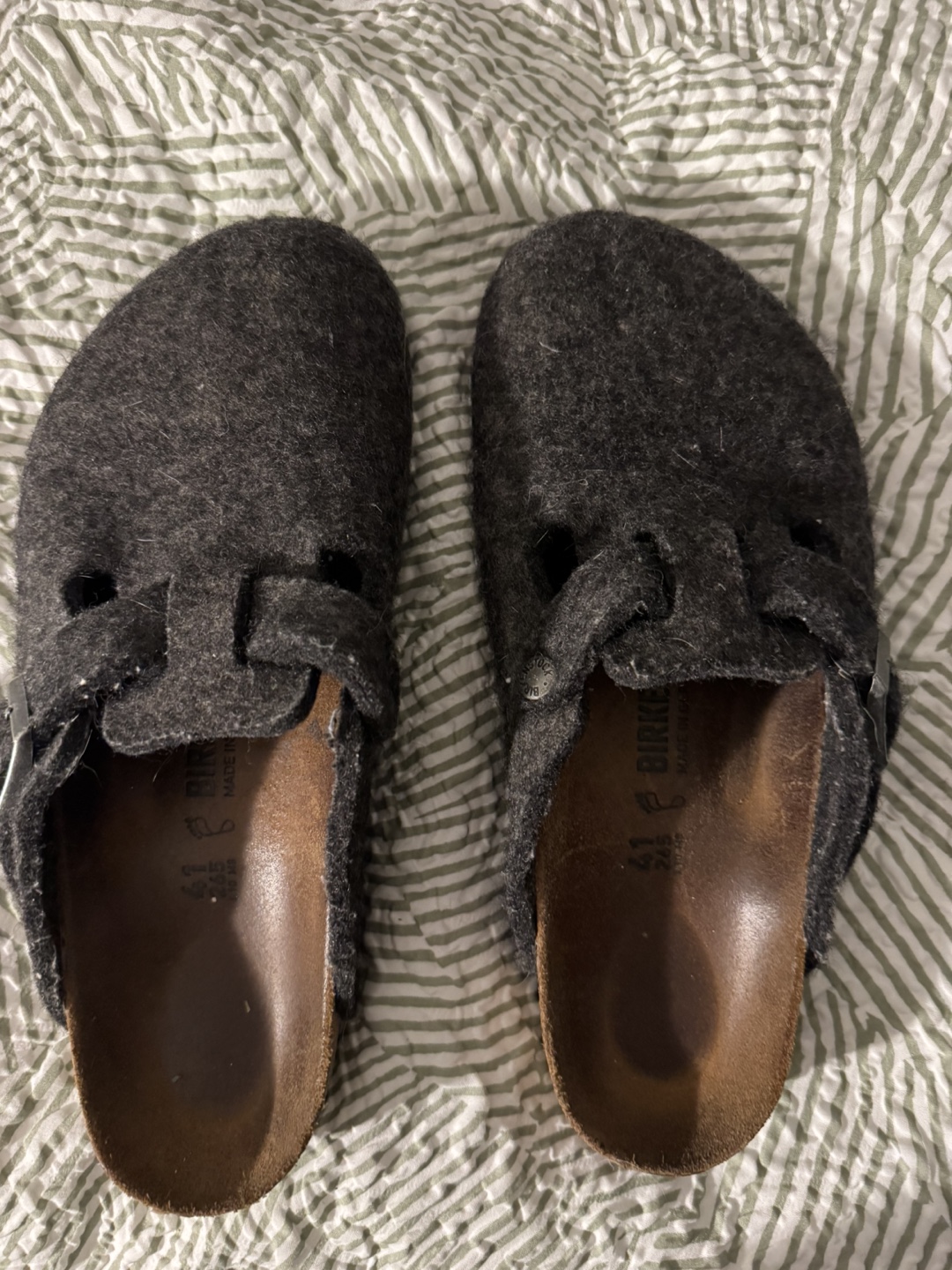 Birkenstock Unisex Dark Grey Wool Clogs Size 41 - photo 2
