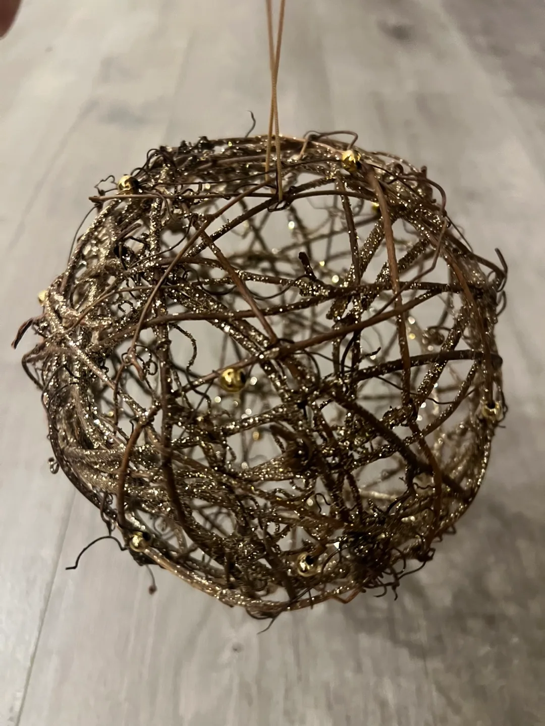 Large Gold Glitter Vine Ball Ornament image indicator(4)