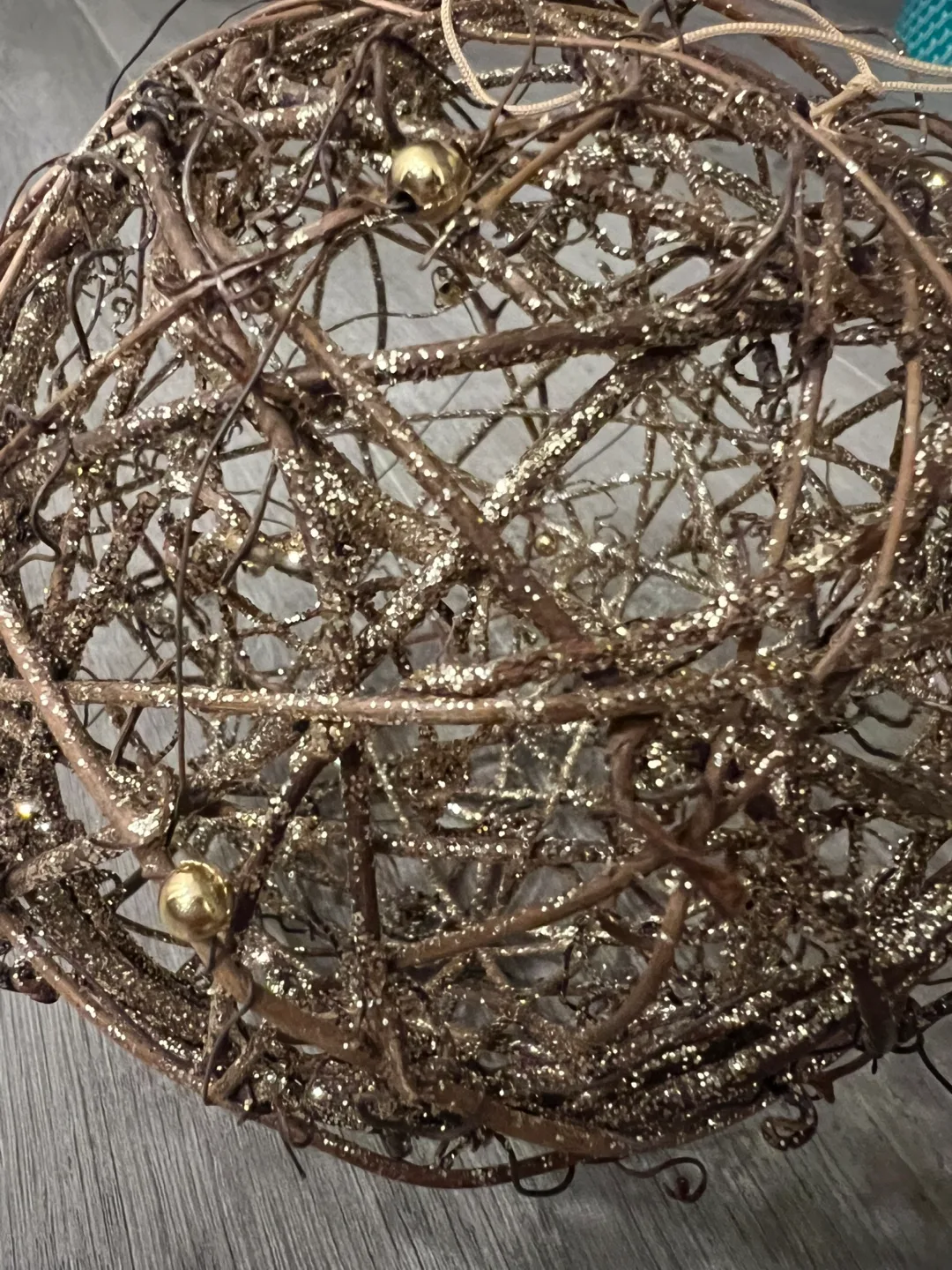 Large Gold Glitter Vine Ball Ornament image indicator(3)