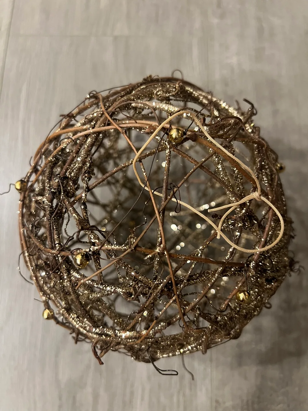 Large Gold Glitter Vine Ball Ornament image indicator(2)