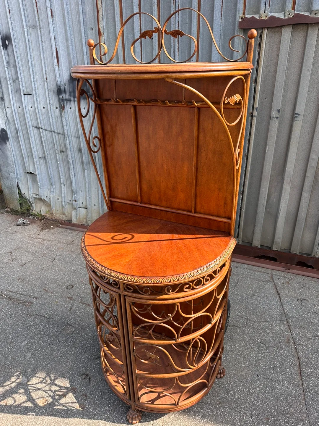 Ornate Wooden Wine Rack with Coat Hooks image indicator(4)