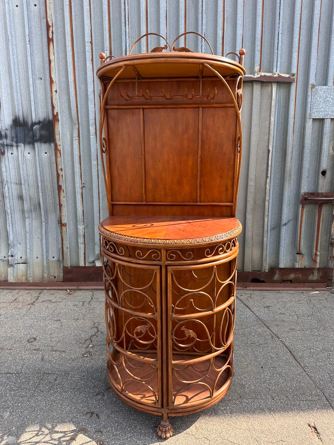 Ornate Wooden Wine Rack with Coat Hooks image indicator(2)