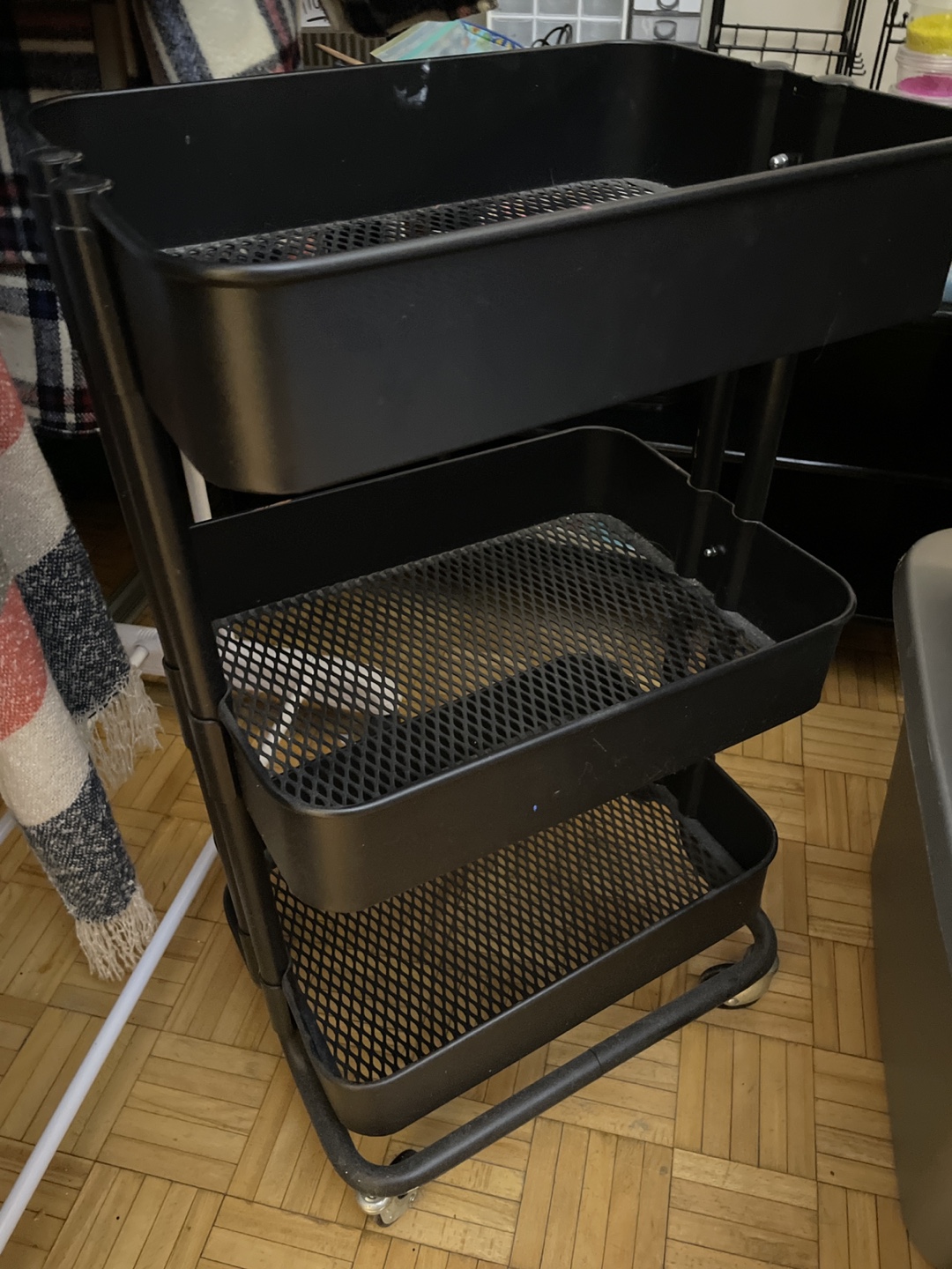 Black 3-Tier Rolling Cart
