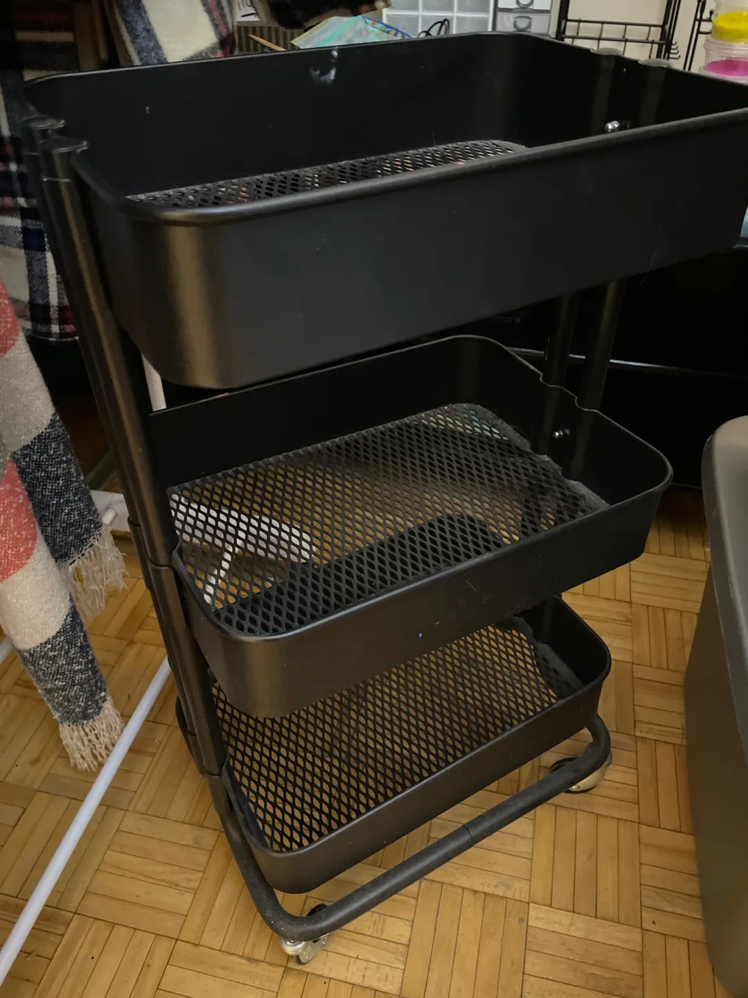 Black 3-Tier Rolling Cart thumbnail