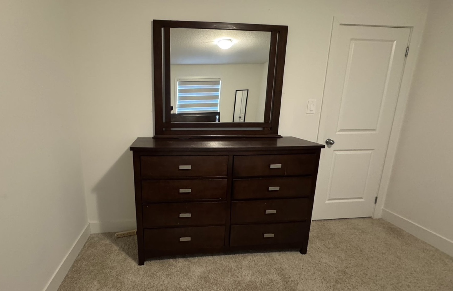 Dark Brown Wooden Dresser with Mirror - photo 2