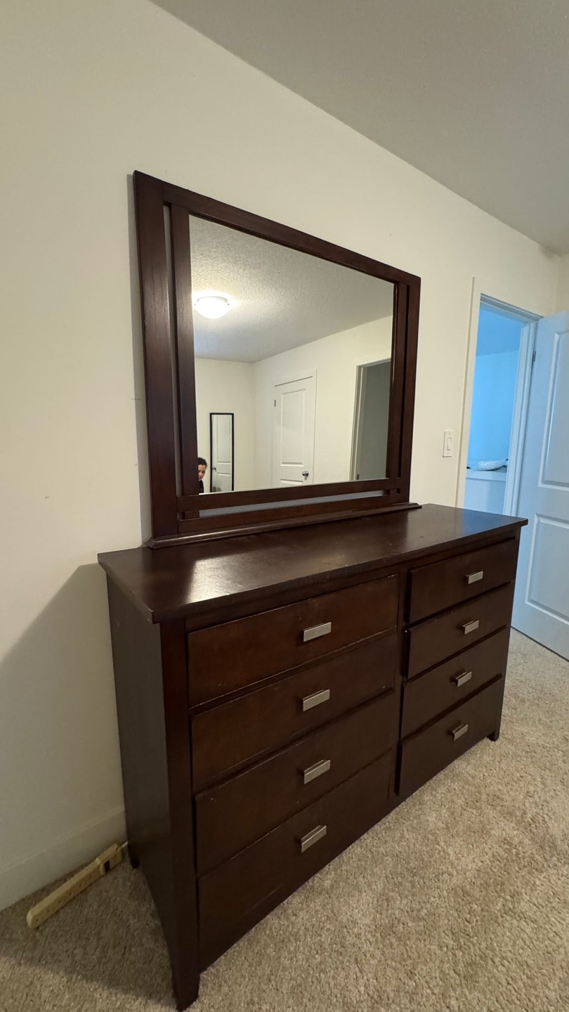 Dark Brown Wooden Dresser with Mirror - photo 4