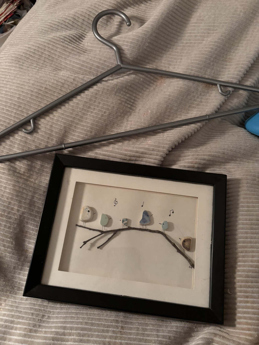 Framed Pebble Bird Artwork