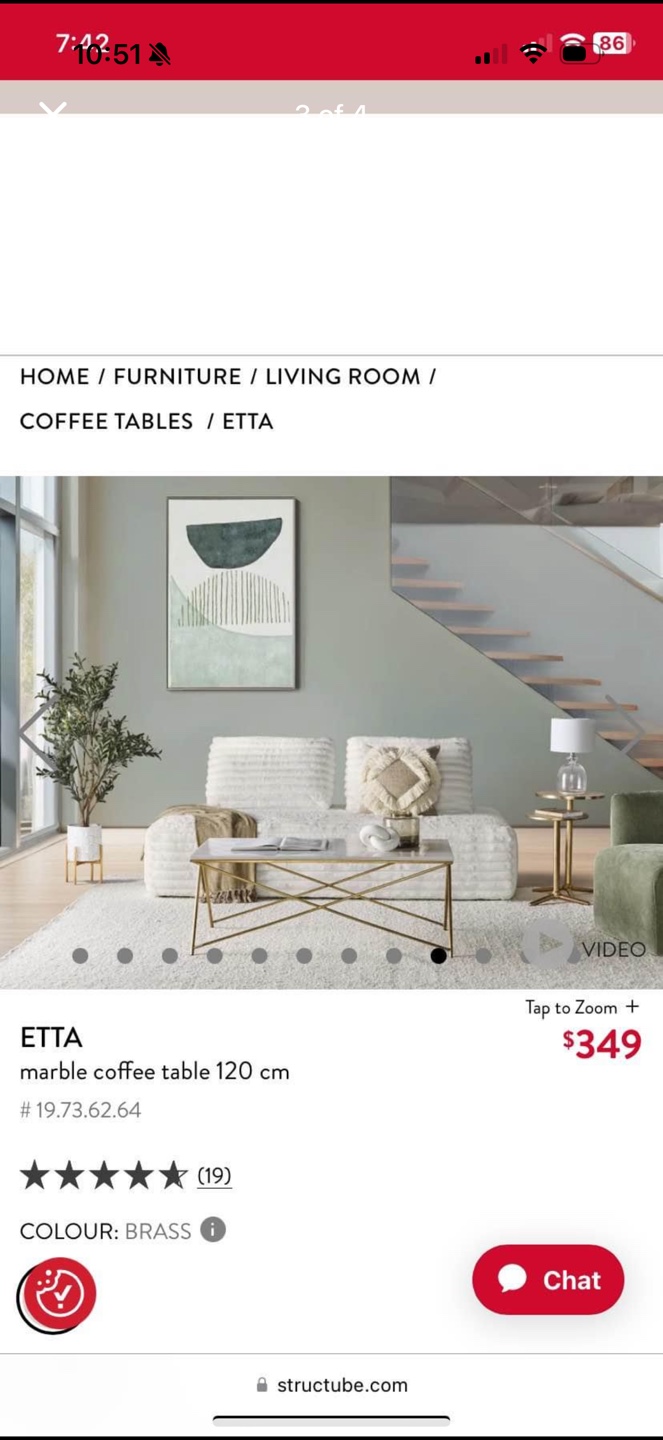 Marble Coffee Table - Gold Legs - 120cm - photo 3