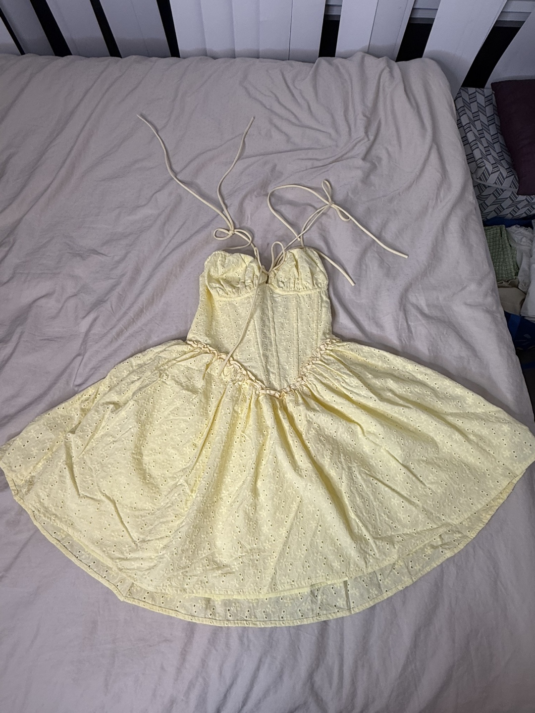 BABYBOO FASHION Yellow Eyelet Corset Dress