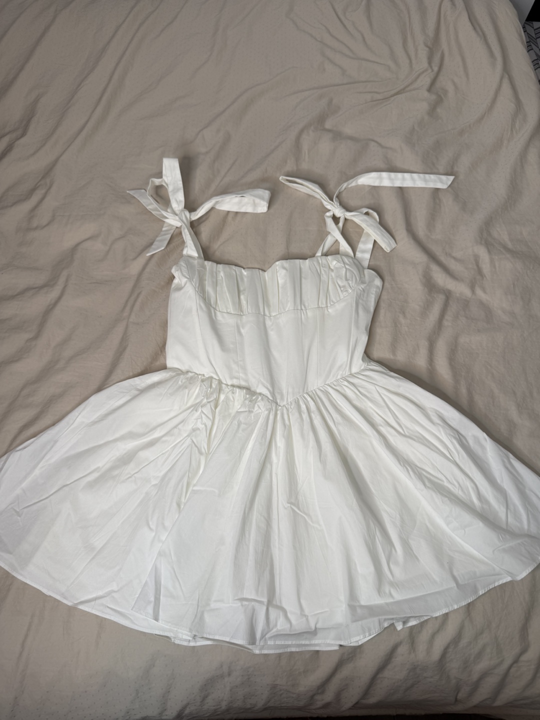 White Eyelet Lace-Up Mini Dress